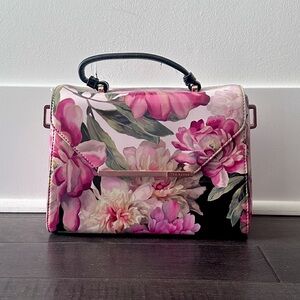 Ted Baker Floral Patent Leather Top Handle Bag